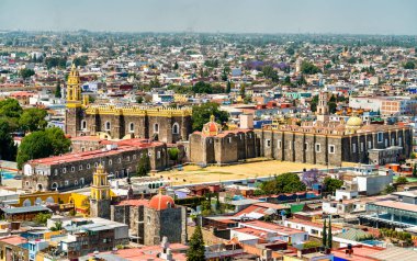 San Gabriel Friary 'nin Cholula, Meksika' daki hava manzarası.