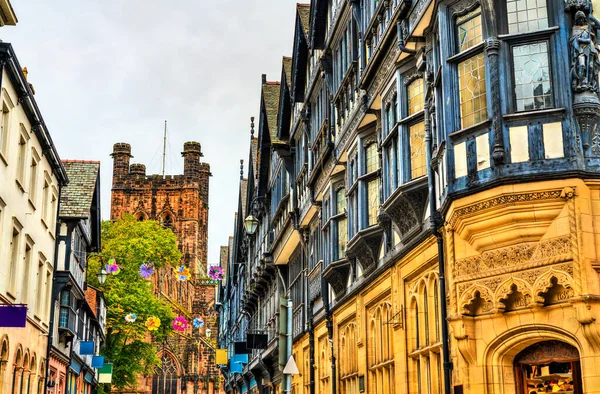 Casas inglesas tradicionais em Chester, Inglaterra — Fotografia de Stock