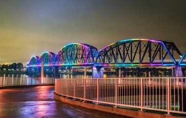 Big Four Bridge across Ohio River between Louisville, Kentucky and Jeffersonville, Indiana clipart