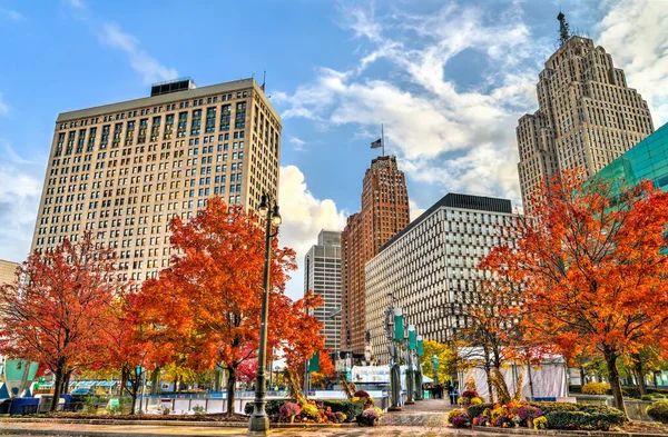 Historiska byggnader i centrala Detroit, Michigan — Stockfoto