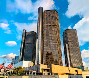 Detroit, Michigan şehir merkezinin mimarisi.