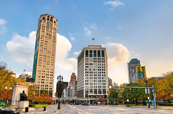 Historiska byggnader i centrala Detroit, Michigan — Stockfoto