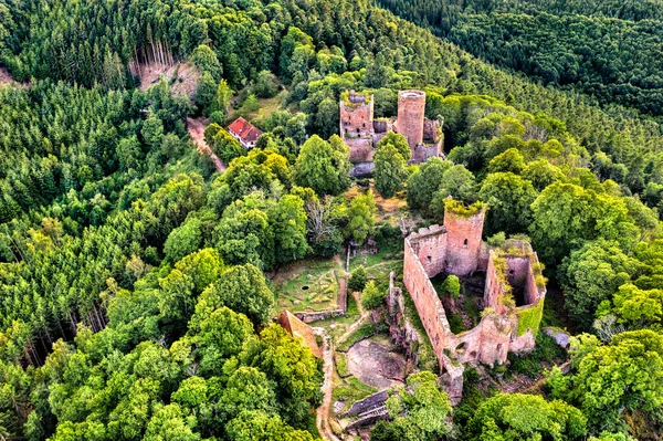 Lutzelbourg och Rathsamhausen slott i Vogeserna i Ottrott - Alsace, Frankrike — Stockfoto