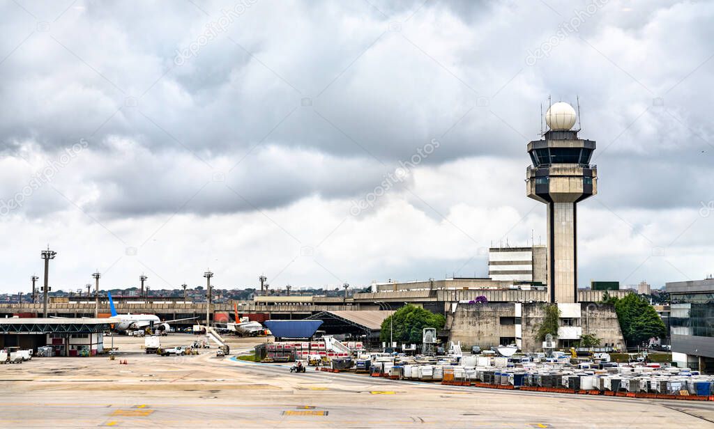 ATC tower at Guarulhos airport in Sao Paulo, Brazil