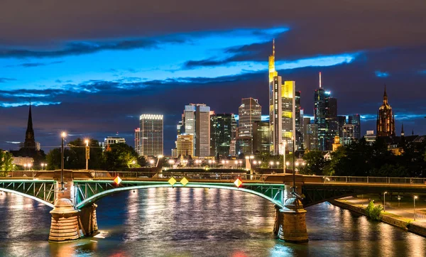 Frankfurt am Main in Germany at night — Stock Photo, Image