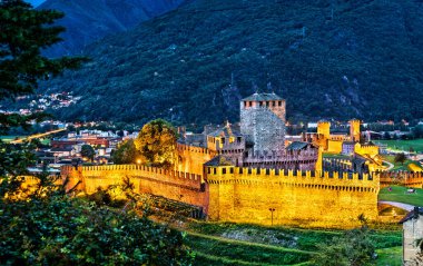 Montebello and Castelgrande Castles in Bellinzona, Switzerland clipart