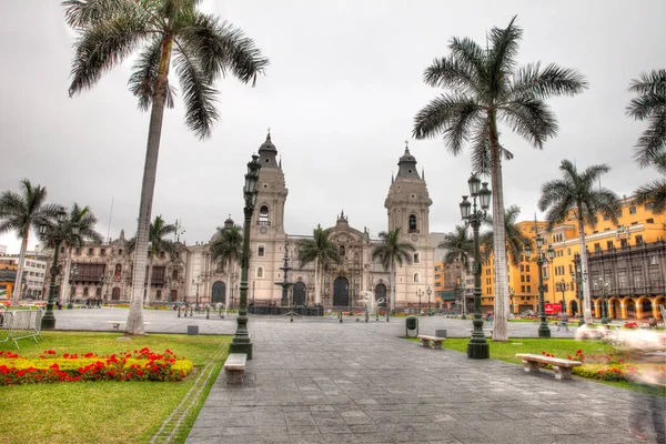 Пальмы Площади Мэра Лимы Перу — стоковое фото
