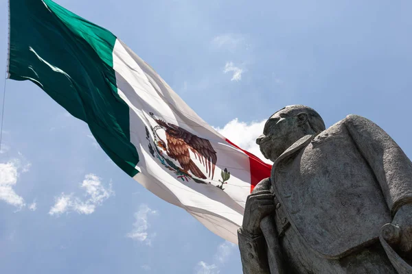 Statue Manuel Jose Othon Mexican Flag — Stock Photo, Image