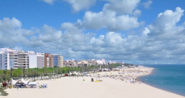 Beach and Village of Calella at Costa del Maresme,mediterranean Sea,Catalonia,Spain clipart