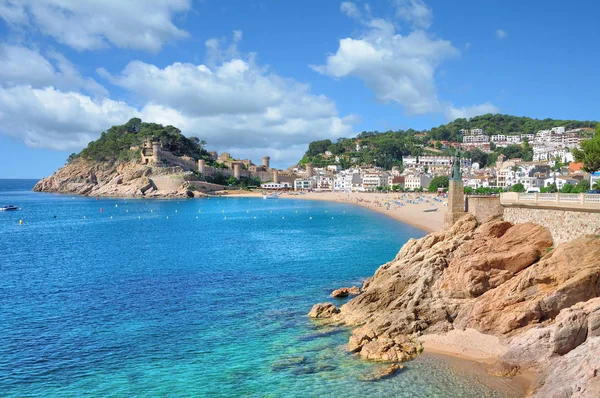 Stranden Och Byn Tossa Mar Costa Brava Katalonien Medelhavet Spanien — Stockfoto