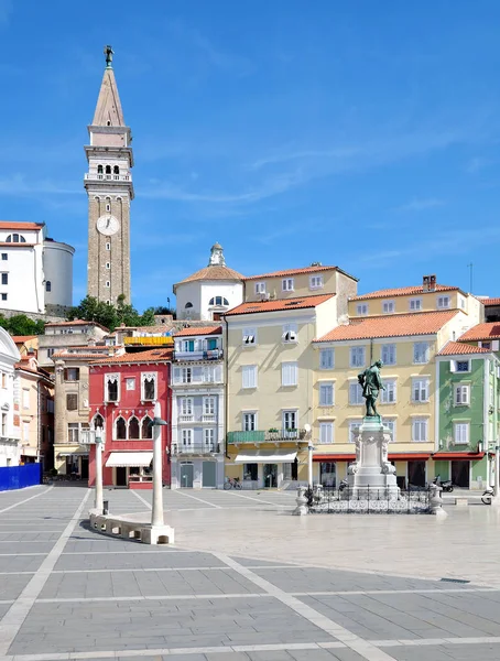 Ciudad Vieja Mercado Piran Mar Adriático Eslovenia —  Fotos de Stock