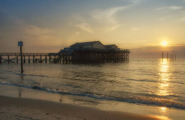 Spiaggia Sankt Peter Ording Nel Mare Del Nord Frisia Settentrionale — Foto Stock