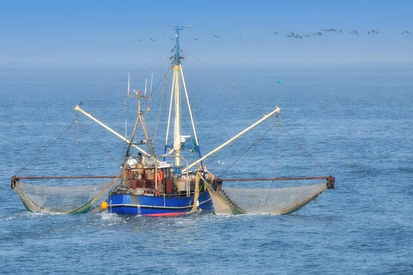 Garnalen Boot Aan Noordzee Tijdens Het Vissen Wadden Zee Nationaal — Stockfoto