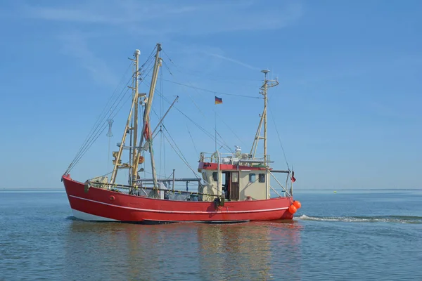 Barca Gamberetti Nel Mare Del Nord Nella Frisia Settentrionale Vicino — Foto Stock