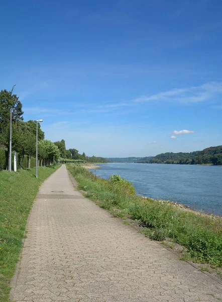 Ποδήλατο μονοπάτι στον ποταμό Ρήνο στη Γερμανία — Φωτογραφία Αρχείου