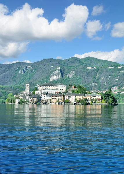 Widok Orta San Giulio Isola San Giulio Jeziora Orta Piemont — Zdjęcie stockowe