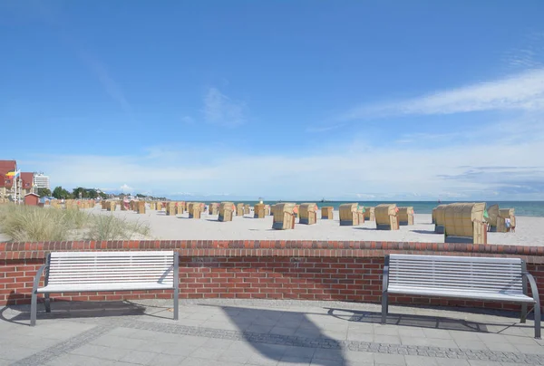 Promenade Plage Dans Station Balnéaire Groemitz Mer Baltique Schleswig Holstein — Photo