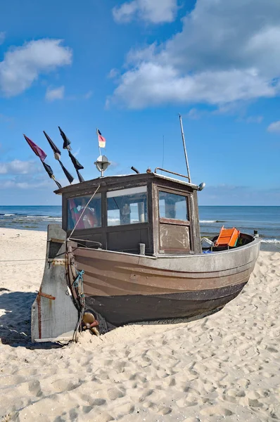 Ahlbeck Plajı Nda Geleneksel Balıkçı Teknesi Usedom Baltık Denizi Mecklenburg — Stok fotoğraf