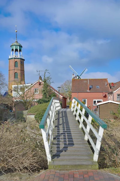 Village Ditzum North Sea Ems River East Frisia Lower Saxony — стоковое фото