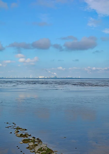 Vista Sull Estuario Del Fiume Ems Fino Eemshaven Provincia Groningen — Foto Stock