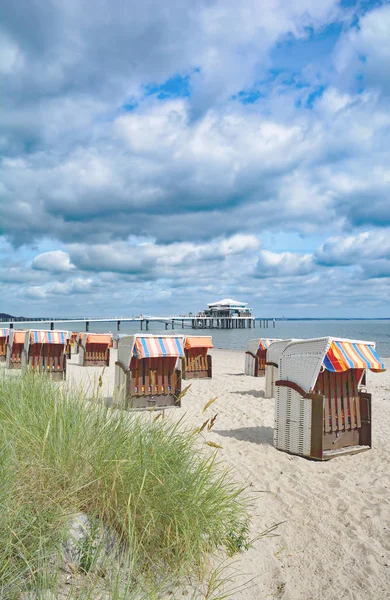 Praia Jetty Timmendorfer Strand Baltic Sea Schleswig Holstein Alemanha — Fotografia de Stock