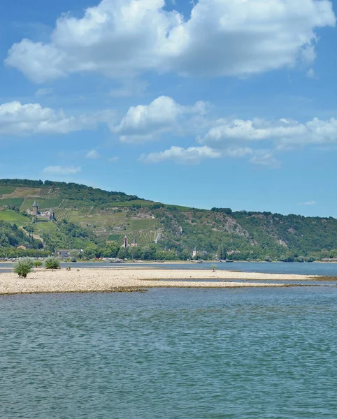 Low Water Bacharach Rhine River Rhineland Palatinate Germany — Stock Photo, Image