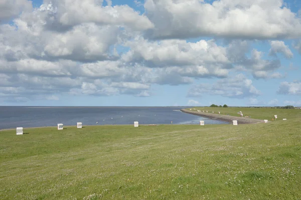 Пляж Vollerwiek Северном Море Северная Фризия Полуостров Эйдерштедт Шлезвиг Гольштейн — стоковое фото