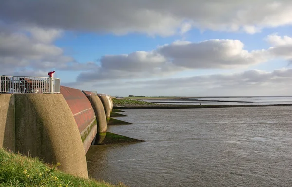 Eidersperrwerk Flood Barrier Eiderstedthalvön Nordsjön Nordfrisien Tyskland — Stockfoto