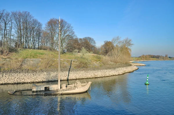 Βυθισμένο Ιστορικό Aalschokker Eel Fishing Boat Rhine River Ρηνανία Γερμανία — Φωτογραφία Αρχείου