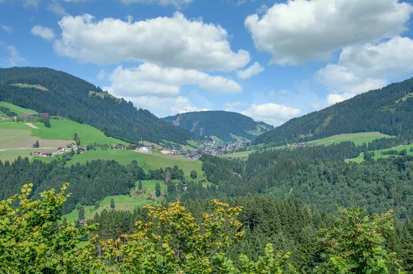 Θέα Στο Χωριό Oberau Στο Wildschonau Τιρόλο Αυστρία — Φωτογραφία Αρχείου