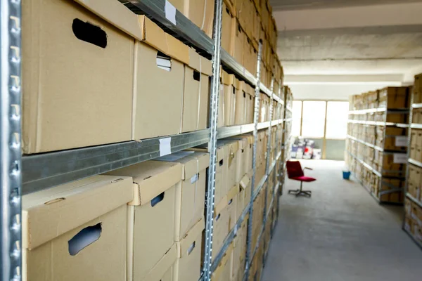 Pilhas Arquivos Papelada Colocados Estantes Com Pastas Documentos Arquivo Caixa — Fotografia de Stock