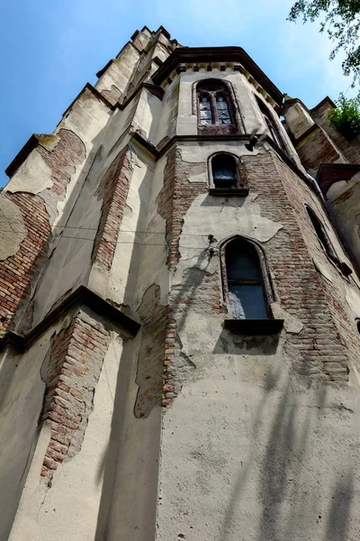 View Ruined Ancient Abandoned German Catholic Church Made Bricks Gothic — Stock Photo, Image