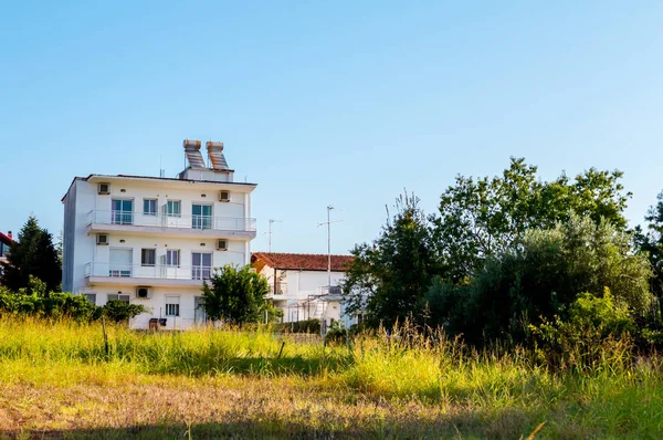 Vattenpaneler För Användning Förnybar Solenergi Placeras Husets Tak Solvärmesystem Modern — Stockfoto