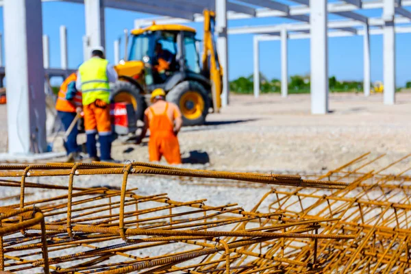 Perfil Metálico Básico Hecho Varilla Refuerzo Doblada Atada Forma Rectángulo — Foto de Stock