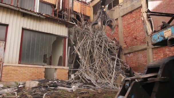 Vista Sulla Macchina Manipolatore Con Impugnatura Idraulica Artiglio Nel Processo — Video Stock