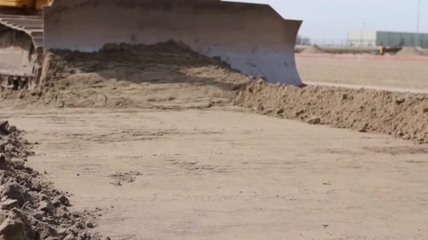 View Bulldozer Crawler While Moving Leveling Ground Building Site 264 — Stock Video