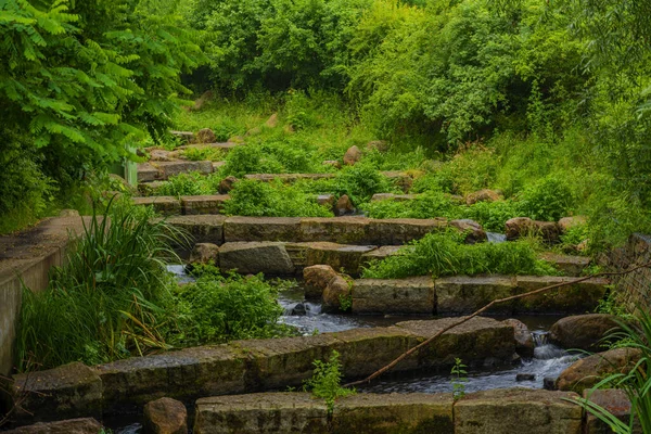 A fish ladder in the spring in Luckenwalde — Stock Image Fish Ladder Spring Luckenwalde Stock Image
