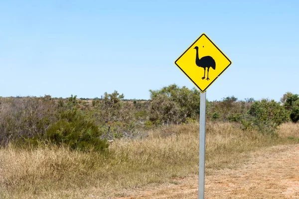 Skylt Varning Upp För Emu — Stockfoto
