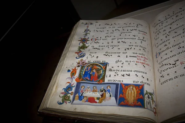 Livro Coros Sobre 1380 Iluminação Por Don Simone Camaldolese Feito — Fotografia de Stock