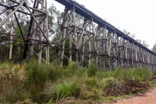 Timber Trestle Bridge Outstanding Representative Example Its Type Demonstrates Ingenuity — Stock Photo, Image