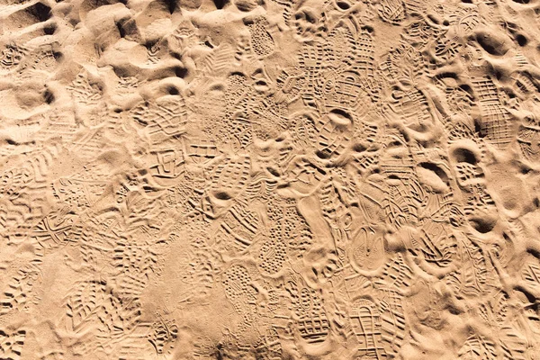 Viele Fußabdrücke Sand — Stockfoto