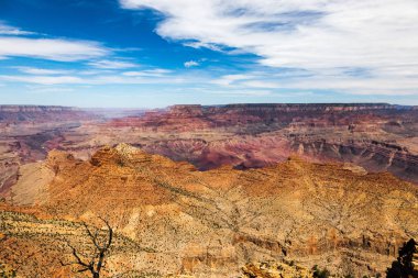 Güney Rim Grand Canyon Arizona, Colorado Nehri tarafından oyulmuş milyonlarca yıllık jeolojik tarihini açığa kırmızı rock grupları katmanlı. Görünüm noktaları Mather noktası, Yavapai gözlem istasyonu dahil ve Mary Colters uyanık Studio Mimar