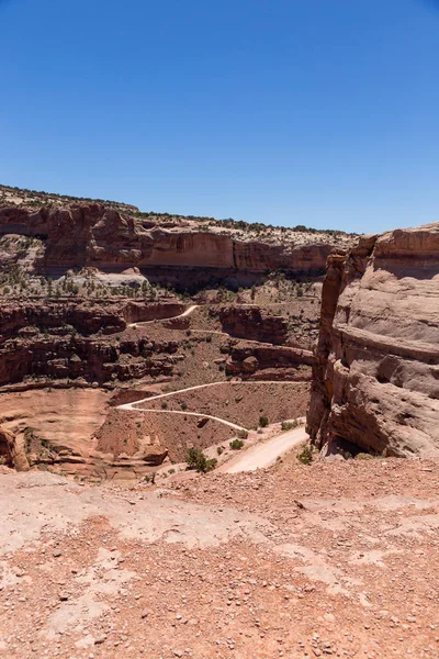 Very Scary Shafer Trail Canyonlands Usa Shafer Trail Road Shafer — Stock Photo, Image