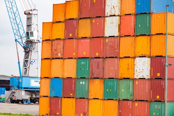 Shipping Containers Dock Rotterdam Trademarks Removed — Stock Photo, Image