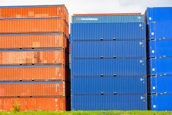 Shipping Containers Dock Rotterdam Trademarks Removed — Stock Photo, Image