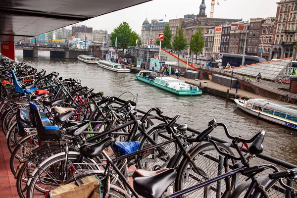 Cycling Amsterdam Main Mode Transport Parking Lot — Stock Photo, Image