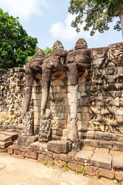 Terrace Elephants Part Walled City Angkor Thom Ruined Temple Complex — Stock Photo, Image