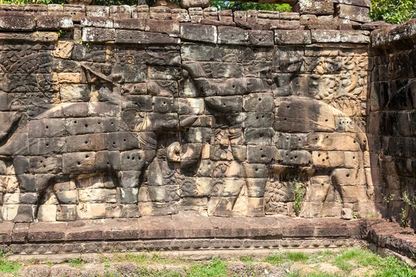 Terrace Elephants Part Walled City Angkor Thom Ruined Temple Complex — Stock fotografie
