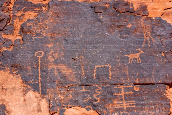 Antiguos Petroglifos Indios Los Encontrados Valle Del Fuego Río Verde — Foto de Stock