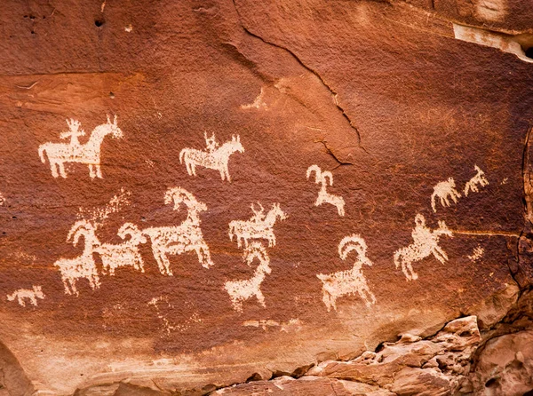 Ancient Indian Petroglyphs Usa Found Valley Fire Green River — Stock Photo, Image